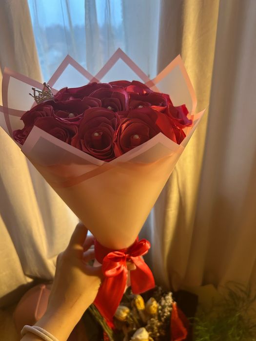 Вечен букет от 15 сатетени рози