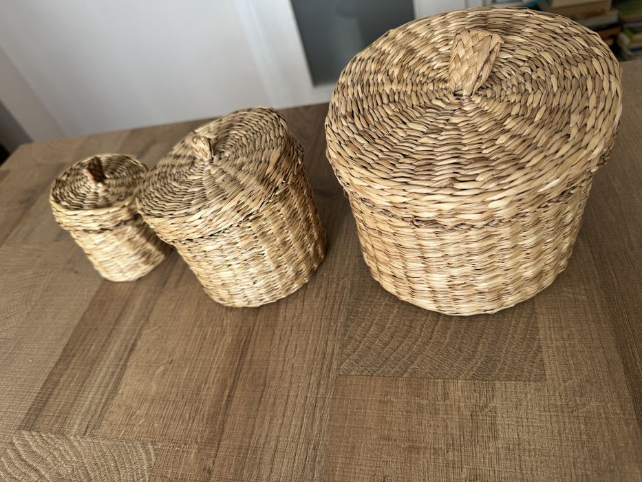 Комплект 3 броя плетени панери