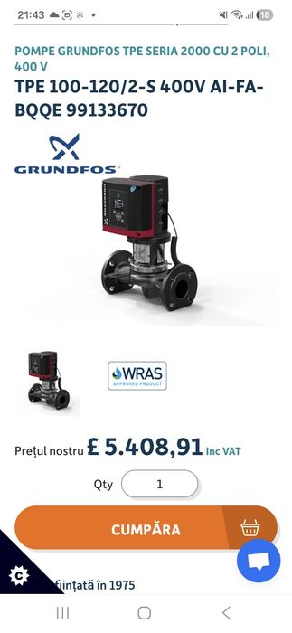 Pompa recirculare Grundfos