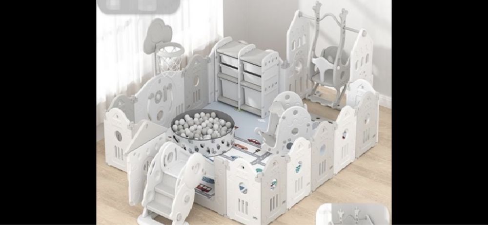 Spatiu de joaca - Tarc de joaca cu leagan, tobogan, piscina cu bile…