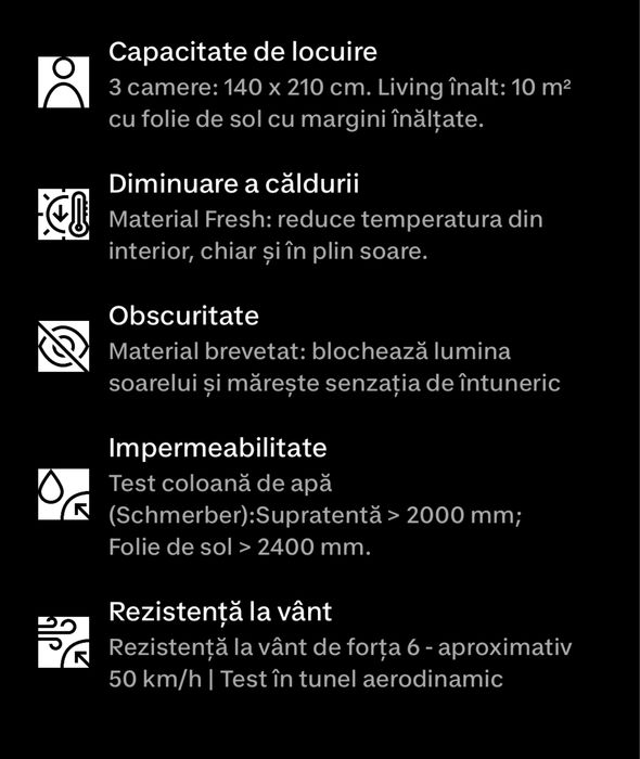 Vand cort mare, 6 persoane, 3 camere, Fresh&Black, Arpenaz 6.3