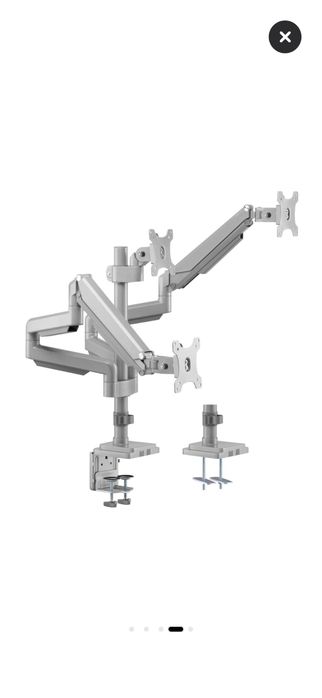 Suport birou 3 monitoare A+ SMLC36P, Gas spring, 17"-30" – Argintiu