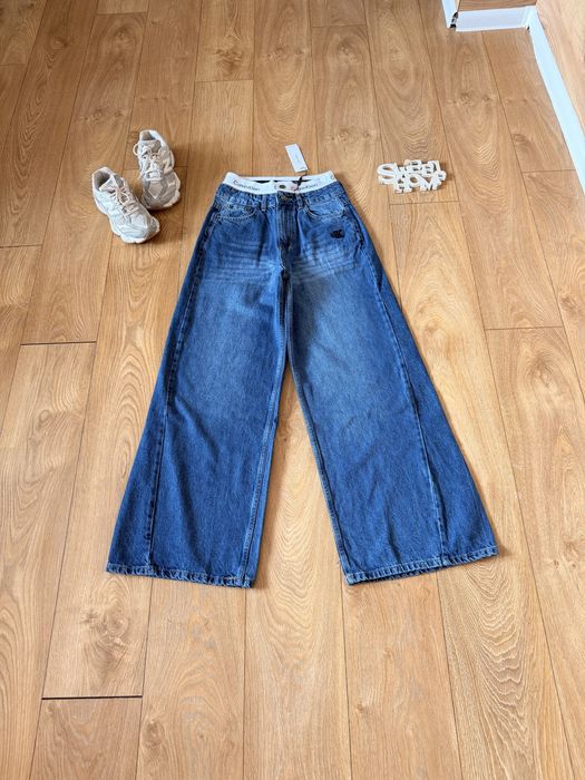 Calvin Klein!Дънки с висока талия с ластик Wild leg