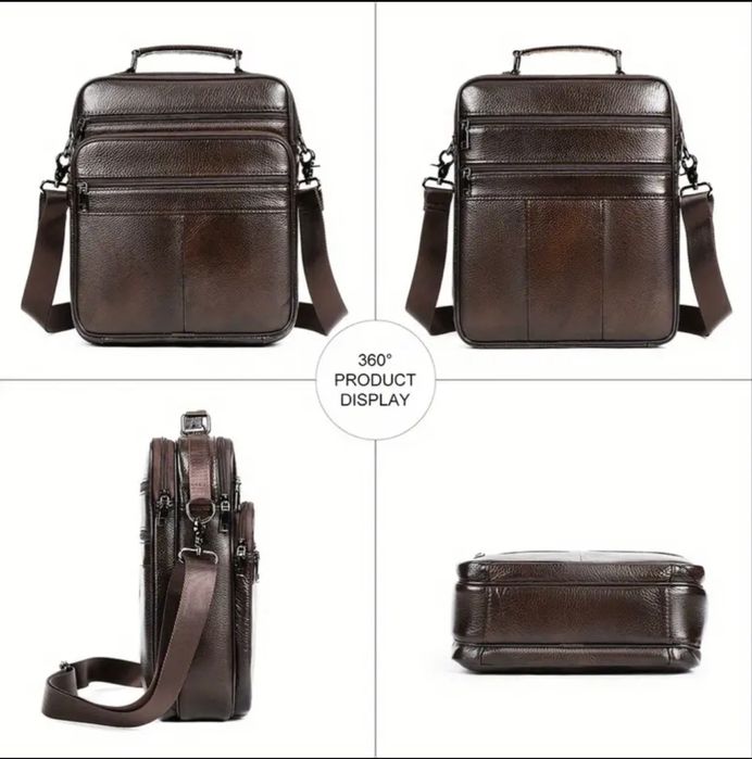 Мъжки големи и практични работни бизнес чанти /Черна и кафява ест.кожа