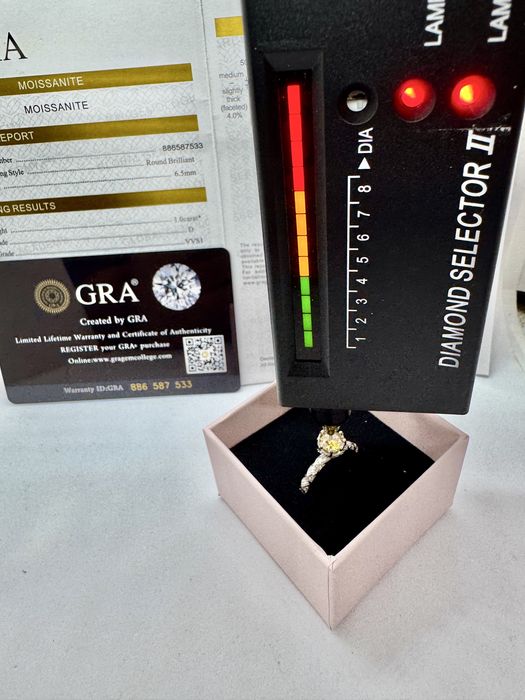 Сребърен пръстен с мойсанит (Диамант) 1 карат