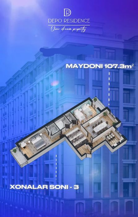 Arzon narxga107 kv uch xonali kvartira
107 kvadrat metr maydonga ega