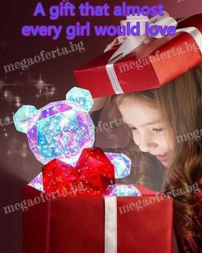 Светещо Мече със Сърце в Луксозна Кутия Панделка Пет Режима на Светене