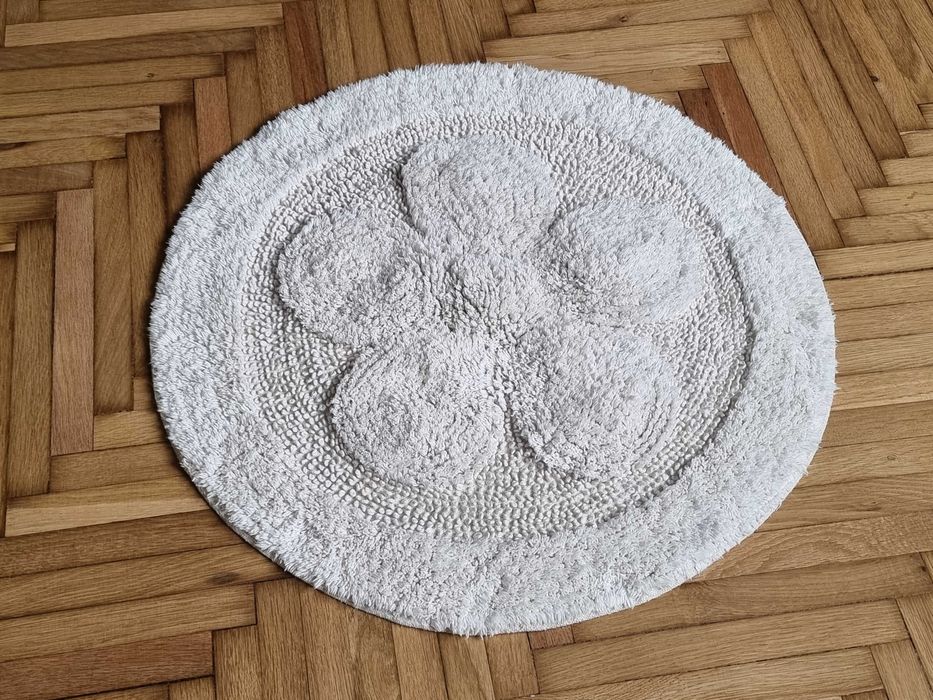 Covor rotund bumbac, covoras  65cm alb-bej