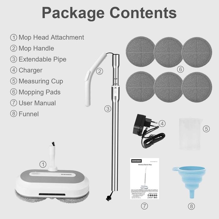 Mop Electric Fara Fir Dual-Motor - Rezervor Apa 300ml - 6 Rezerve  Nou