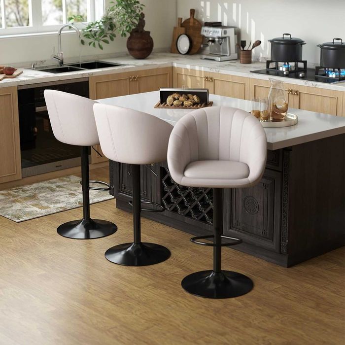 Set de 2 scaune de bar Youhauchair, reglabile pe inaltime, bej