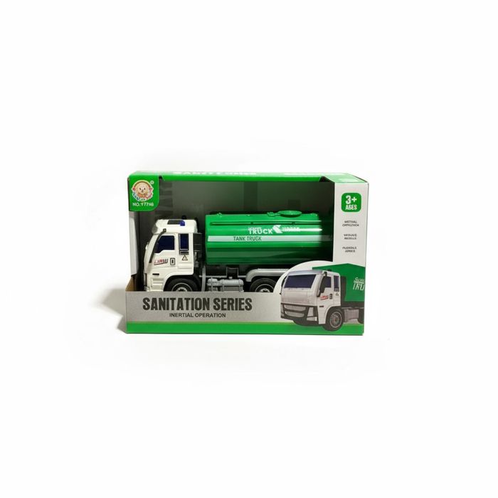 Инерционен камион цистерна – Sanitation Series, 3+ години, зелено-бял