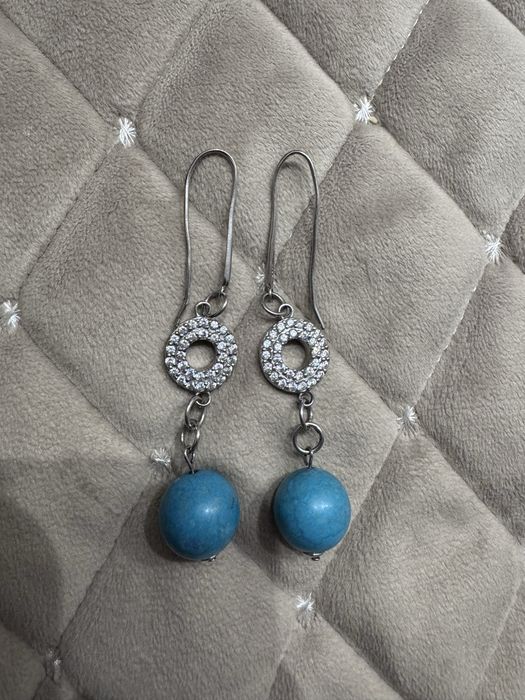 Серьги бюрюза серебро