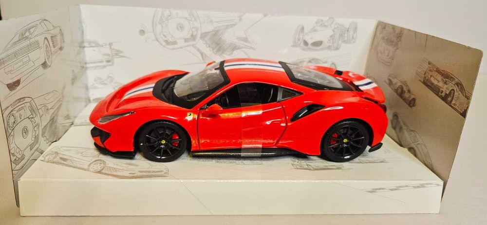 Macheta Masinuta Bburago 1:24 Ferrari 488 Pista Rosu Alb
