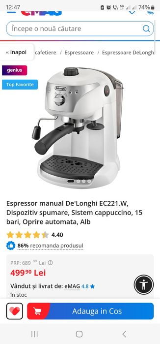 Aparat cafea Delonghi