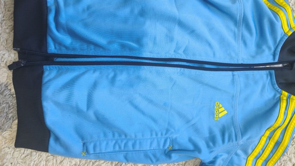 Pantaloni bleumarin, H&M 122-128, geaca. Hanorac adidas