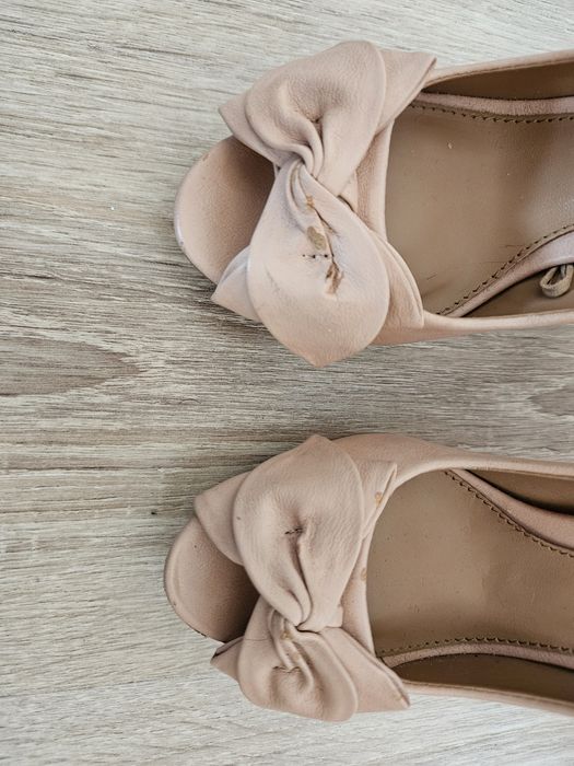 Дамски обувки на висок ток в цвят праскова 36 номер