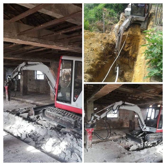 Услуга с мини багер, бобкат, комб. Багер, валяк, хидравличен чук.