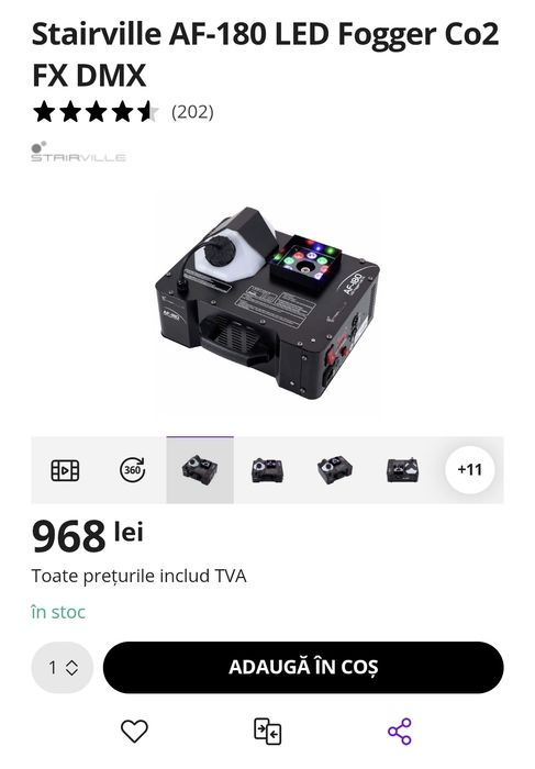 Masina de fum cu LED si jet vertical Stairville AF-180