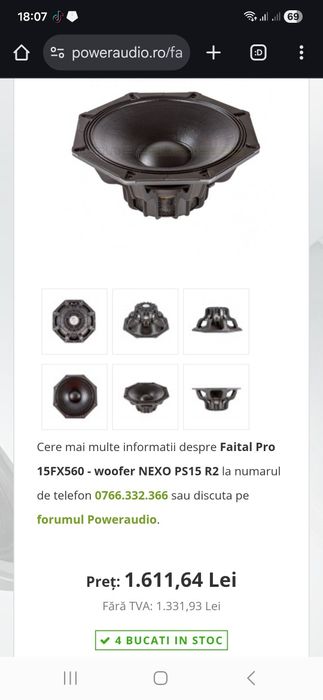 Difuzor boxe fullrange 15 inch Faital pro