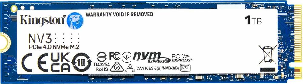 Нов 1 TB  SSD Kingston NV3, NVMe, PCIe 4.0, M.2, с 3 години гаранция