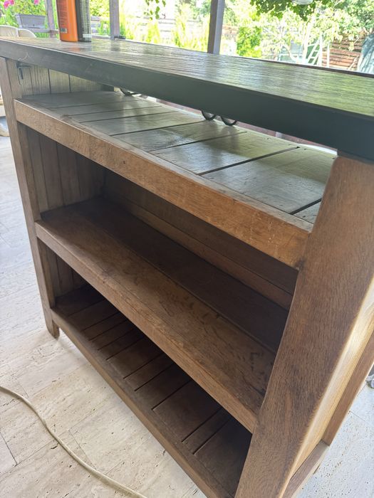 Mobilier Bar Rustic Lemn Masiv + Raft Vinuri și Scaune – Stare Excelentă