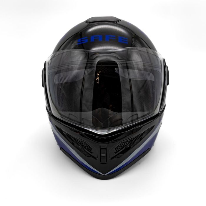 Каска за мотор SAFE модуларна с очила BLUE