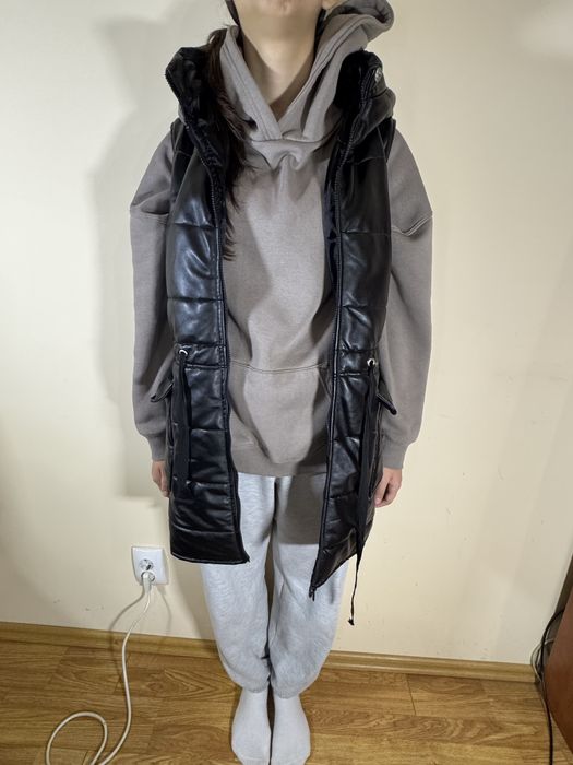 Vesta de piele neagra de Dama XS