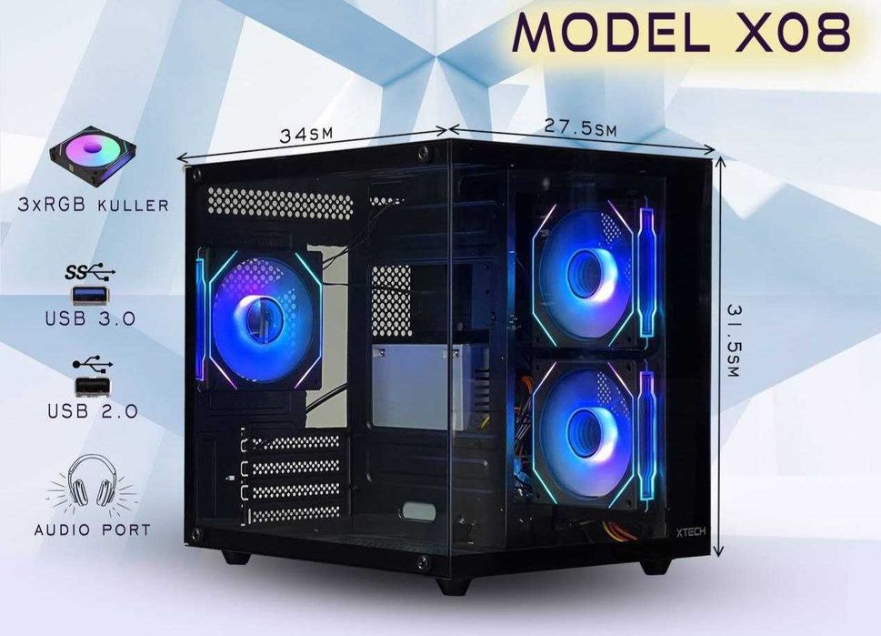 Model : X08 новые
RGB cooler
Большой кейс от X-TECH