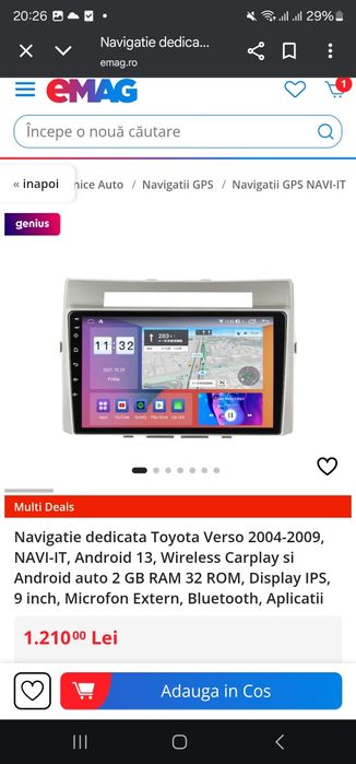 Navigatie dedicata Toyota Verso 2004-2009, Android 13, Wirele