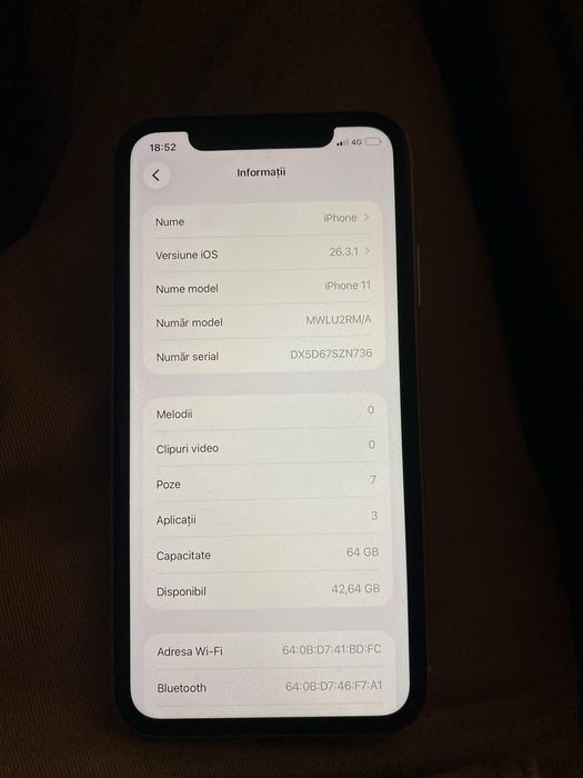 Iphone 11 White 100% baterie