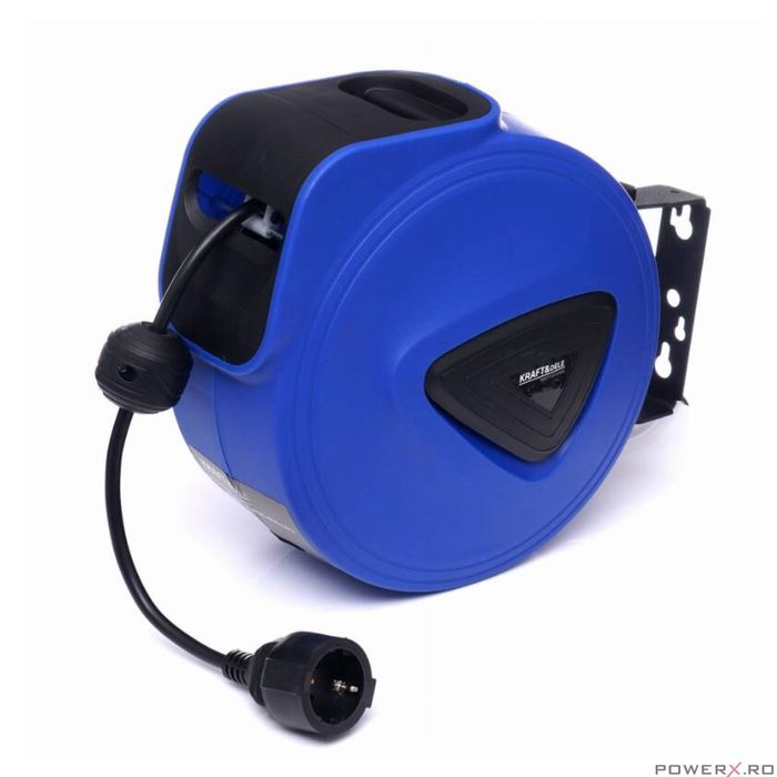 Cablu electric prelungitor cu tambur retractabil automat, 20m, Kraft