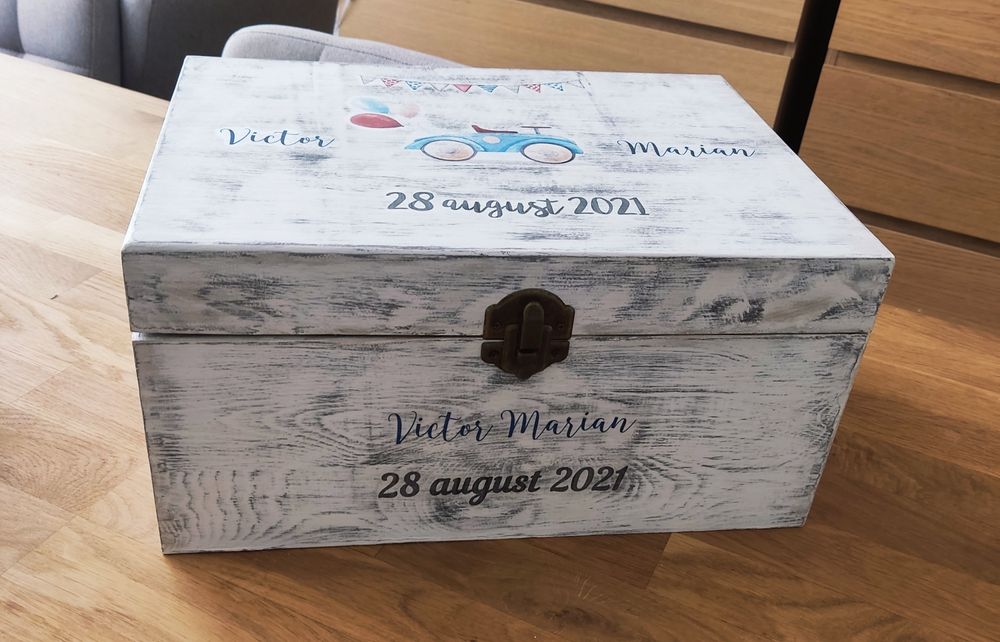 Cutie lemn botez nunta personalizata