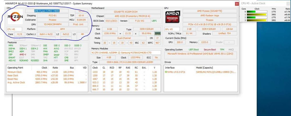 Procesor AMD Ryzen 5 PRO 3400G,3,40Ghz Turbo 4,20Ghz,Socket AM4