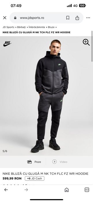 Trening Nike NK Tch Flc Fz Wr Hoodie