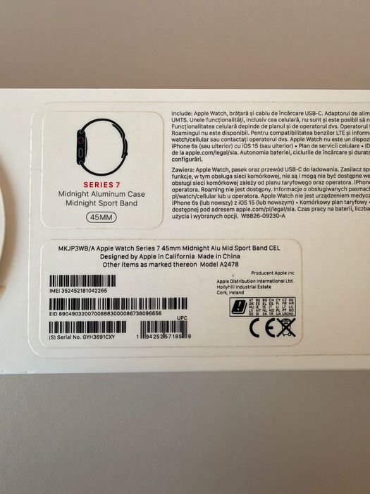 Apple Watch Series 7 Cellular  45mm Midnight Aluminum