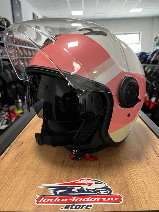 Скутер мото каска Scorpion Exo-City II VAL Pink/White,M 57-58 см.очила