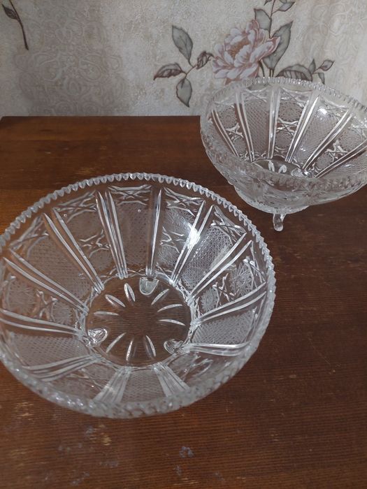 фруктовая ваза, хрустальная