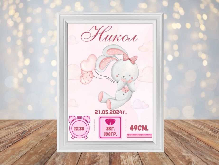 Бебешка визитка А4 или 13/18