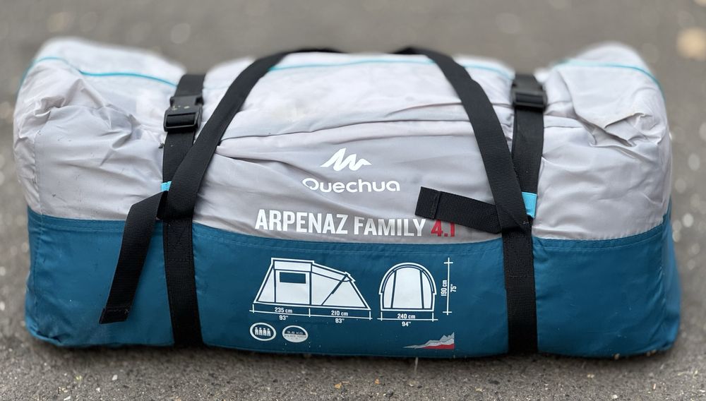 Палатка с рейки за къмпинг arpenaz 4.1 f&b, 1 спално, 4-местна