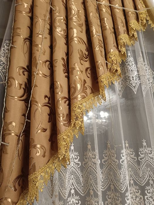 Шторы для гостиной (зала) с ламбрекеном