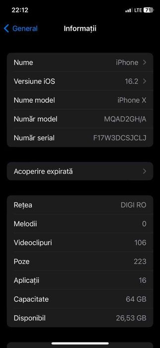 Caut modelul asta de telefon Iphone X/Xr/Xs/11 versiune iOS începând de la 16.2, 16.3