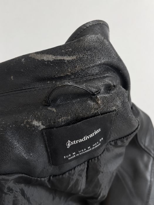 Дамско черно кожено яке Stradivarius, размер M