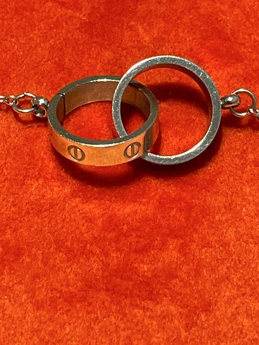 Colier stil Cartier Love, argintiu, oțel inoxidabil