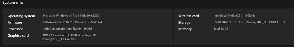 Laptop Strix SCAR 15 G533ZW i9-12900H 32GB 1TB 3070Ti