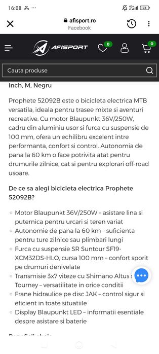 Bicicleta electrica Prophete nouă în garanție