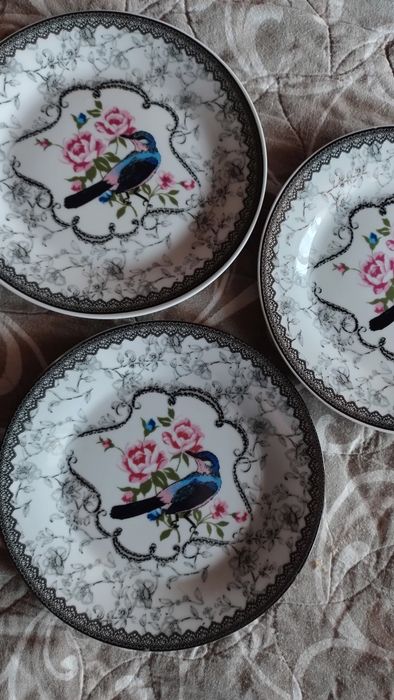 Сервиз за торта от 8 части Apricot, Фин китайски порцелан, Рози