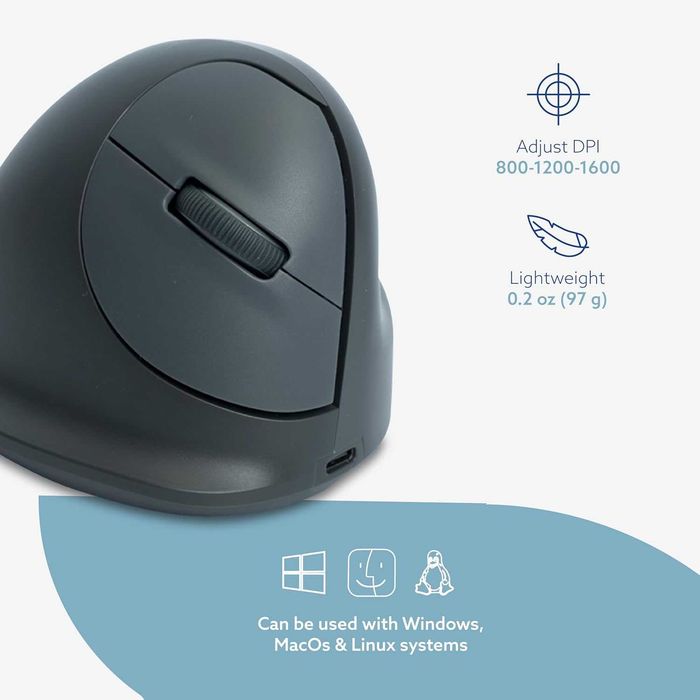 Mouse ergonomic vertical R-Go HE Basic, Bluetooth 5.0, negru