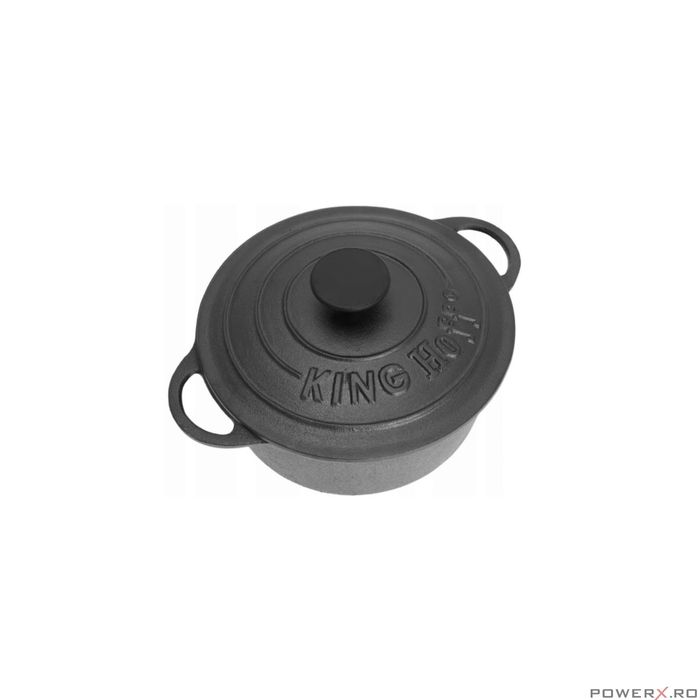 Oala din fonta 2.4litri, 21cm, cu capac, negru, KingHoff