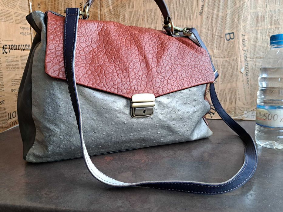 дамска чанта,кожена торба-цветна естествена кожа