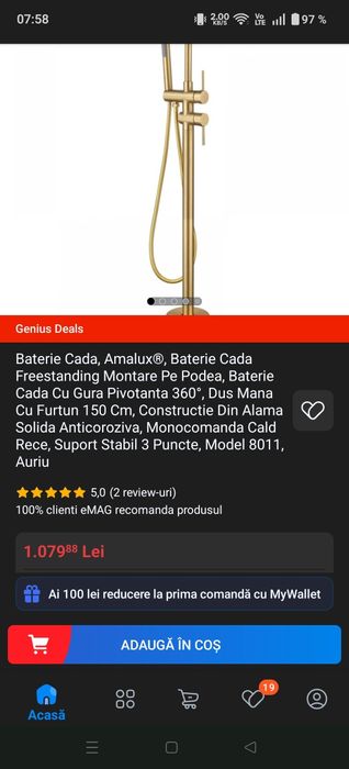 Vând baterie de cada freestanding amalux